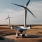 An autonomous drone inspecting a wind turbine for maintenance3