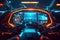 Autonomous futuristic car dashboard concept with HUD and hologram screens and infotainment system
