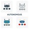 Autonomous icon set. Four elements in diferent styles from blockchain icons collection. Creative autonomous icons filled, outline