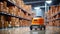 Autonomous robot delivery in warehouses with wireless connection, Smart industry concept