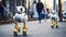 Autonomous robot dogs on a casual city stroll