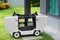 Autonomous robots deliver packaging to customers, Smart artificial intelligence technology concept