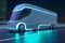 Autonomous self driving bus on the road, Generative AI