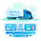 Autonomous self-driving truck on the road. Remote control transport center. Unmanned truck, future futuristic car