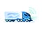 Autonomous self-driving truck on white background. Remote control vehicle. Unmanned truck, future futuristic car concept