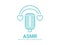 Autonomous sensory meridian response, ASMR logo or icon. Microphone and heart shaped earphones, as a symbol of enjoying sounds,