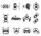 Autonomous smart car glyph icons vector set