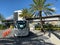 An autonomous vehicle called Beep at a shuttle stop in Lake Nona