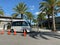 An autonomous vehicle called Beep at a shuttle stop in Lake Nona