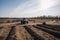 autonomous vehicle racing drone through obstacle course, with view of the drone and obstacles visible