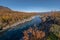 Autum Abisko Canyon River Abiskojakka National Park, Norrbottens, Norrbottens Lapland landscape north of Sweden