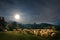 Autum landscape in Bran,Transylvania, Brasov, Romania with sheep eatting grass on the hills