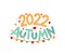 Autumn 2022 logo with hand drawn leaves and garland