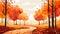 Autumn Adventures: A Vibrant Cartoon Forest Illustration for a C