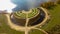 Autumn Aerial Landscape Over the Garden of Destiny in Koknese, Open-air Park Liktendarzs