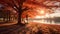 Autumn Allure: Multicolored Leaves and Trees Showcasing Nature\\\'s Vibrant Palette in a Park. Generative Ai