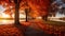 Autumn Allure: Multicolored Leaves and Trees Showcasing Nature\\\'s Vibrant Palette in a Park. Generative Ai