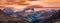 Autumn alpine Dolomites mountain dramatic sunset scene near Pordoi Pass, Trentino , Italy