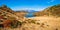 Autumn alpine Kleiner Paarsee or Paarseen lake, Land Salzburg, Austria. Alps Hochkonig rocky mountain group view in far