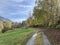 The autumn ambience of hiking trails and tourist-recreational walkways on the slopes of the Swiss Alps, Ilanz - Canton of Grisons