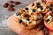 Autumn apple round treats on a wooden board