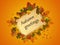 Autumn background, autumn leaves around the frame with the inscription autumn greetings,orange background