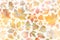 Autumn background with falling maple and oak leaves. Watercolor background