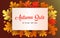 Autumn background with leaves golden yellow with square frames, and discounted letters. fall concept,For wallpaper, postcards,