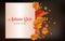 Autumn background with leaves golden yellow with square frames, and discounted letters. fall concept,For wallpaper, postcards,