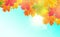 Autumn background with leaves. Realistic seasonal maple tree leaves with sunlight and sky for poster, banner