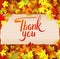 Autumn background with lettering Thank You