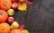 Autumn background with ripe pumpkins, apples and pears. Autumn harvest concept