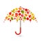 Autumn background. Umbrella of leaves