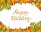 Autumn background vector with Happy Birthday text. style of foliage.