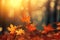 Autumn Background with warm sunlight filters through the leaves AI Generated Illustration