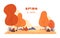 Autumn backgroundAutumn background with abstract park in flat style. Autumn is here Lettering. Vector illustration