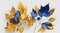 Autumn Beauty: Golden and blue Leaves on a White Background