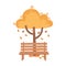 Autumn bench tree leaves season isolated icon style