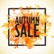 Autumn big sale - watercolor banner with orange foliage