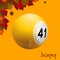 Autumn bingo lottery ball and leafs jackpot