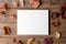 Autumn blank canvas mockup for artwork, poster frame, holidays creativity layout, canvas template, top view, flat lay