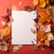 Autumn blank paper card mockup