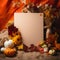 Autumn blank paper card mockup