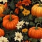 Autumn Bliss: Pumpkin Patch & Floral Seamless Pattern