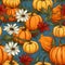 Autumn Bliss: Pumpkin Patch & Floral Seamless Pattern