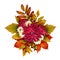 Autumn bouquet with aster flowers and dry leaves