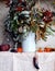 Autumn bouquet with branches and bunches of ash, pomegranate and pepper