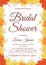 Autumn bridal shower invitation card. Border with colorful leaves and berries. Fall theme bridal party invite. Wedding stationery