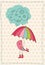 Autumn Card with bird in rain boots