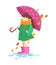Autumn cartoon girl holding an umbrella